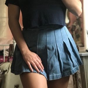 F21 Denim Pleated Skirt